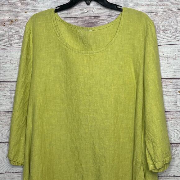 Bryn Walker Green Lagen Look Cottage Core Coastal 100% Linen Dress Size Large - Picture 7 of 10